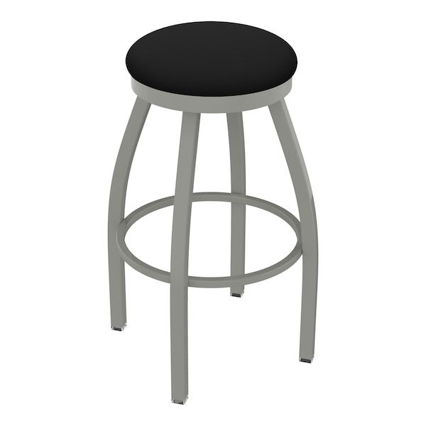 25" Swivel Counter Stool, Nickel Finish, Black Vinyl Seat
